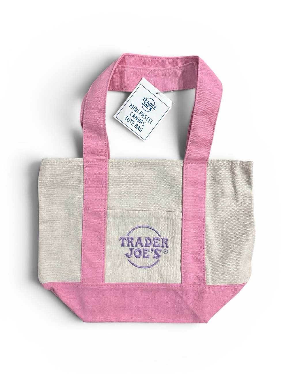 Trader Joe's Mini Canvas Tote Bag | Pastel Pink | 2026 Spring Limited Edition